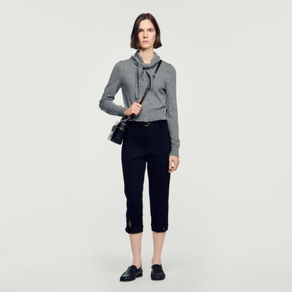 Coralyne Pointelle Knit Cardigan Grey