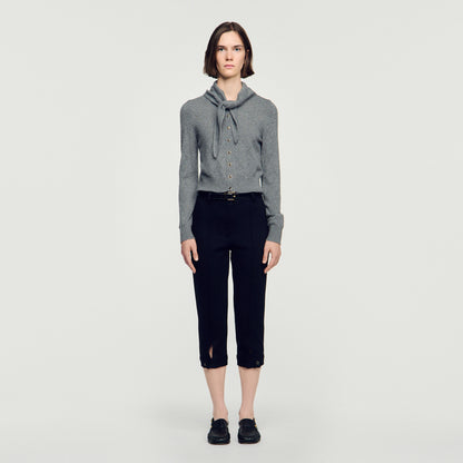 Coralyne Pointelle Knit Cardigan Grey