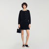 Aubrey Cardigan with pearl flower collar Black