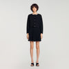 Aubrey Cardigan with pearl flower collar Black