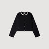 Aubrey Cardigan with pearl flower collar Black