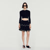Dove Velvet Knit Cropped Cardigan Black