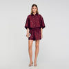 Onyx Rhinestone Wide-Leg Shorts Bordeaux