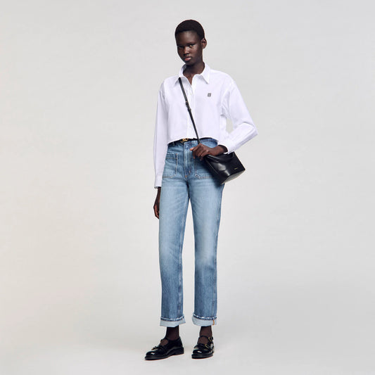 Kim Cropped Poplin Shirt White