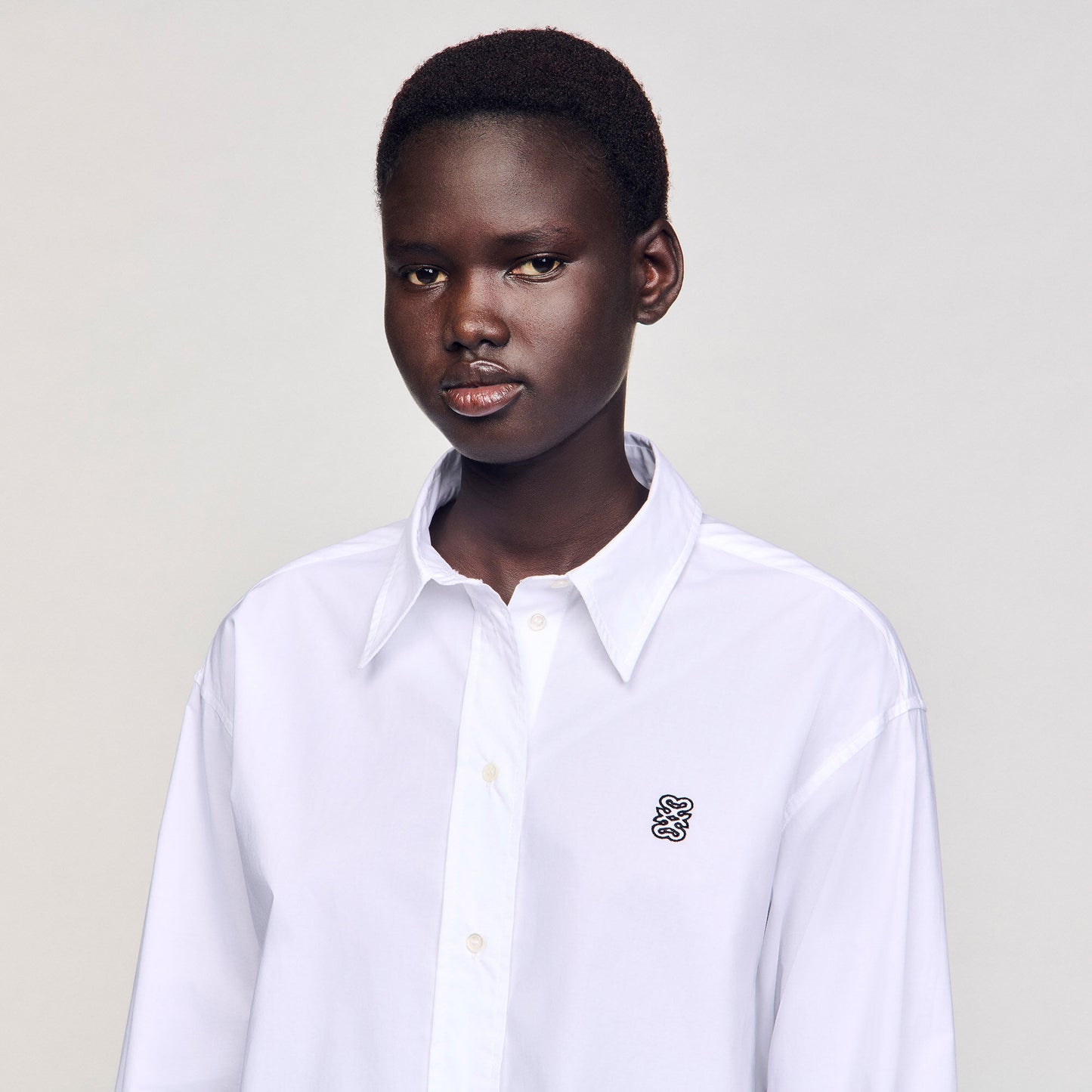 Kim Cropped Poplin Shirt White