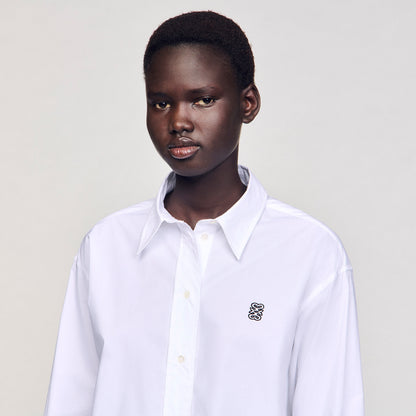 Kim Cropped Poplin Shirt White