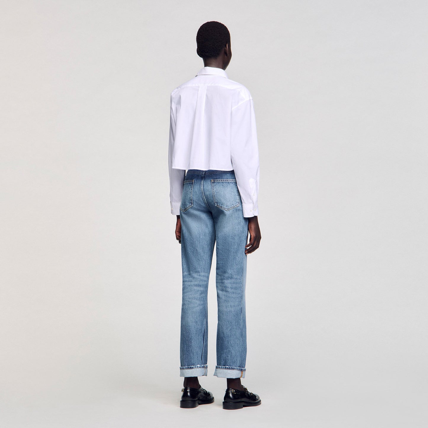 Kim Cropped Poplin Shirt White