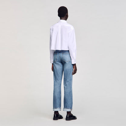 Kim Cropped Poplin Shirt White