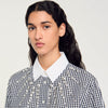 Cropped Shirt With Rhinestone Bib Black