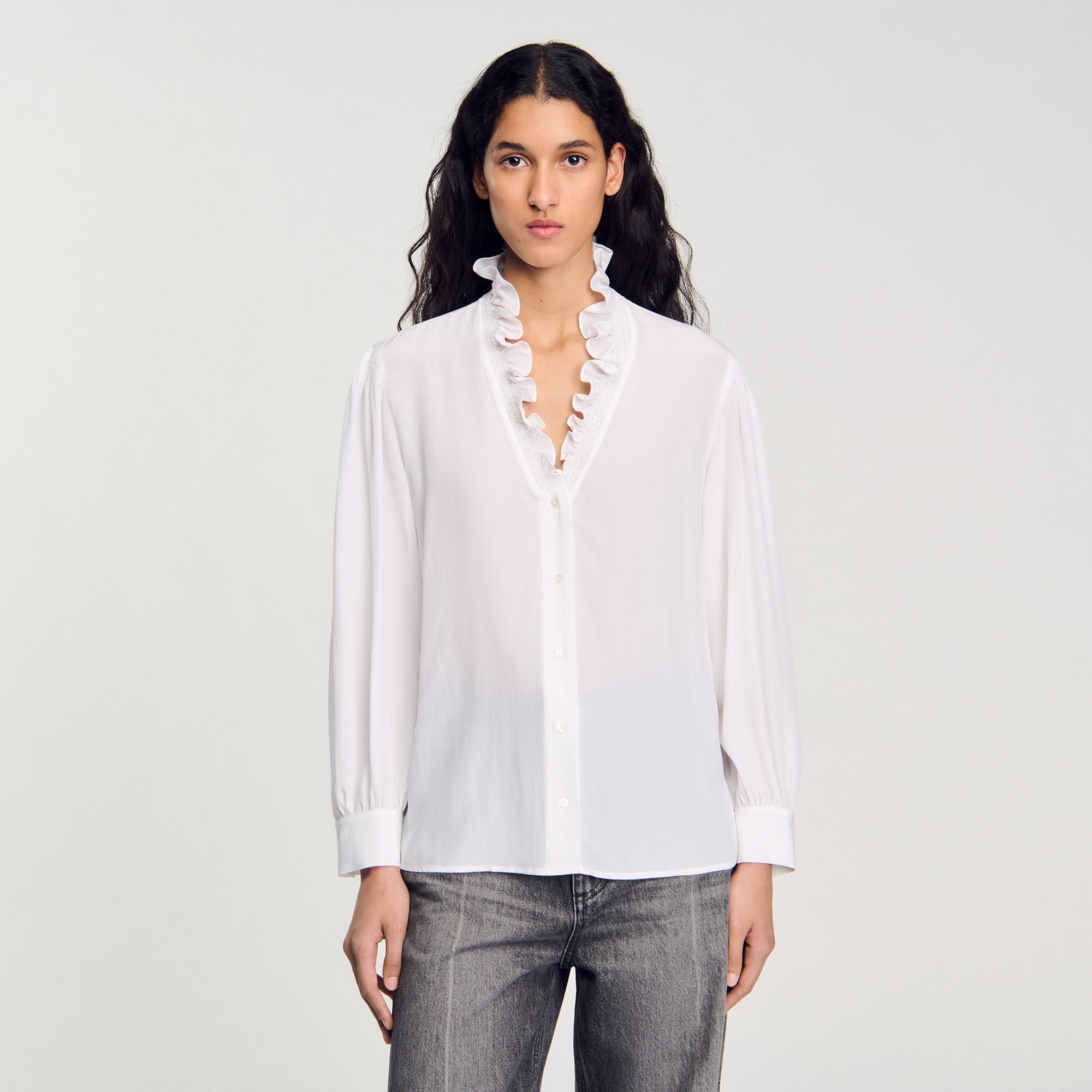Buy Floaty Silk Shirt for Women Online Sandro UAE