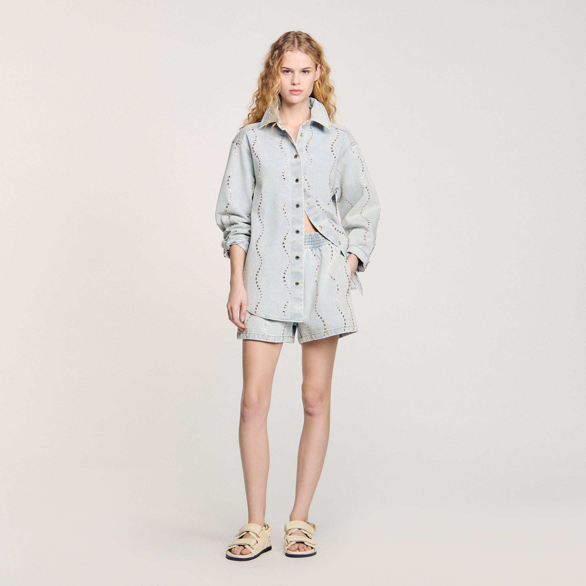 Light Bu Jean Denim shirt with rhinestones