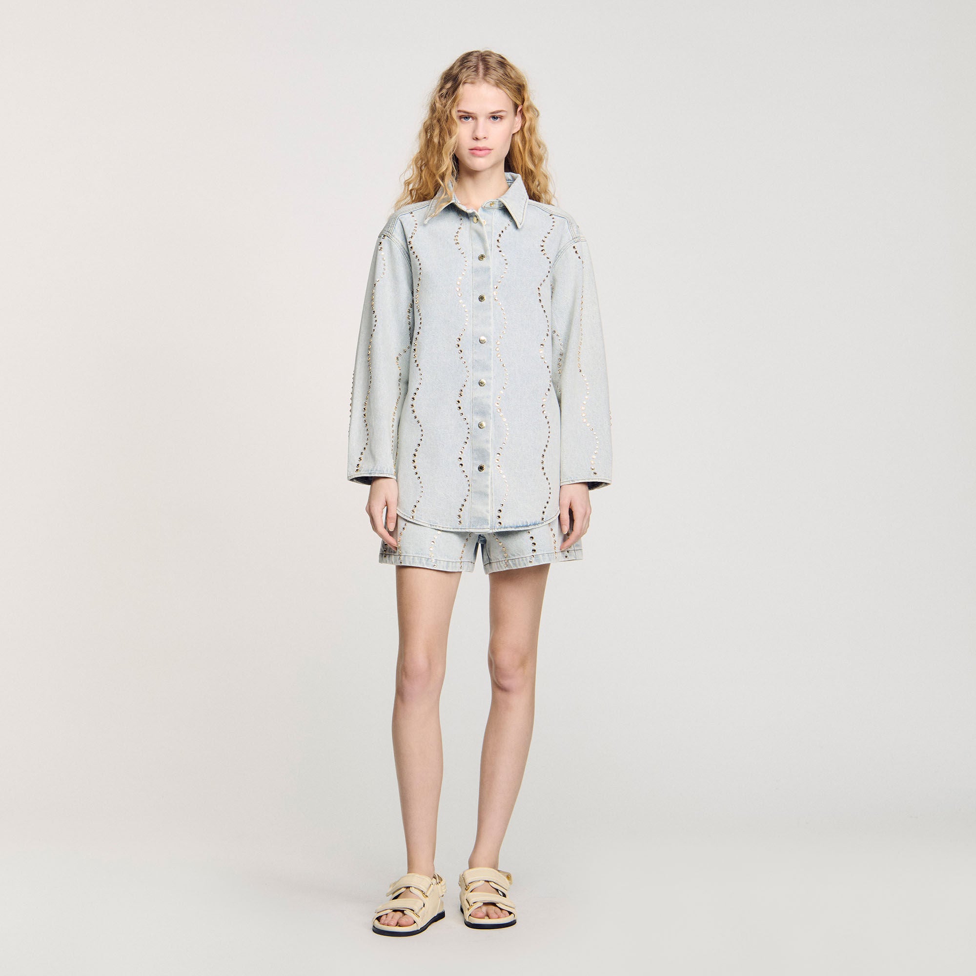 Light Bu Jean Denim shirt with rhinestones