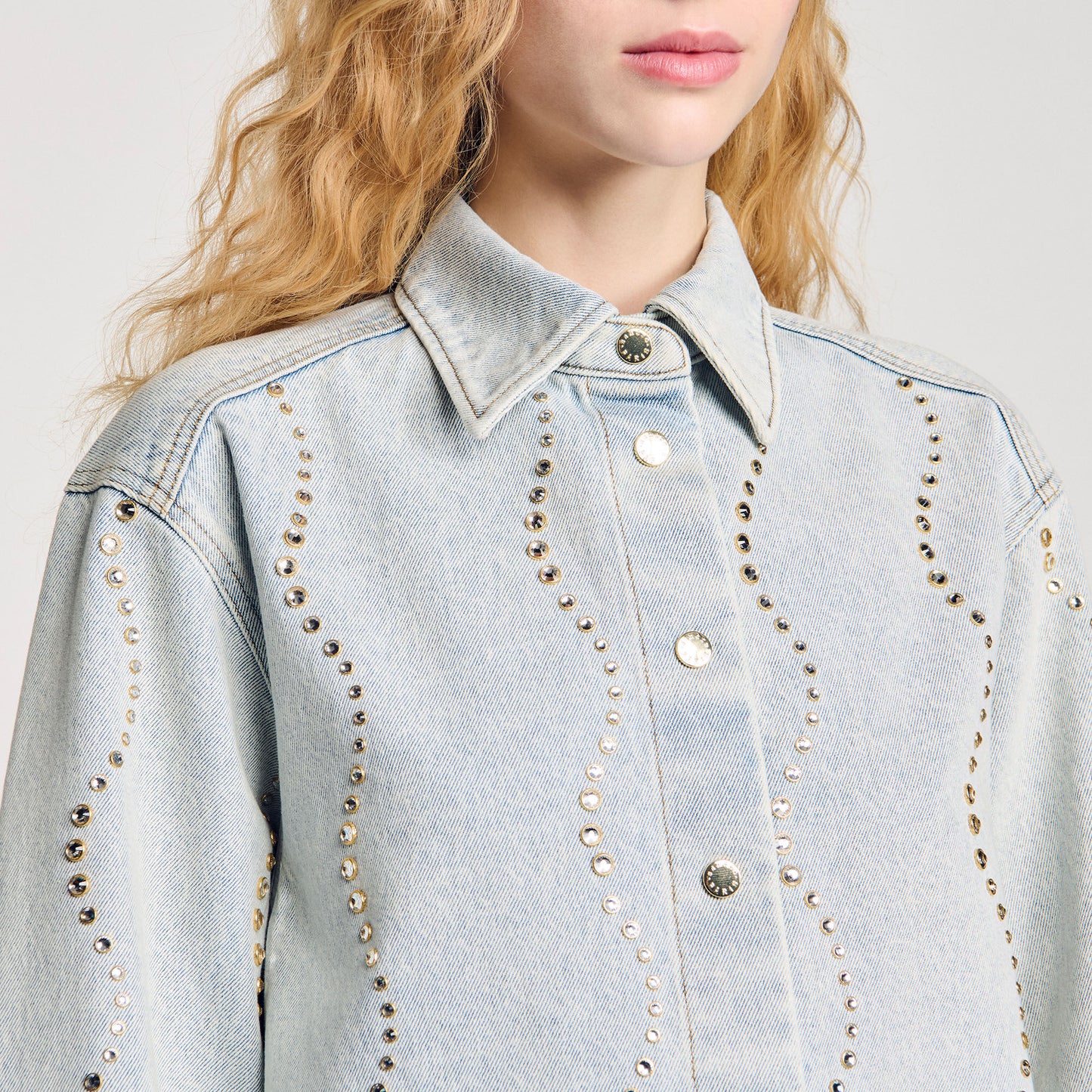 Light Bu Jean Denim shirt with rhinestones