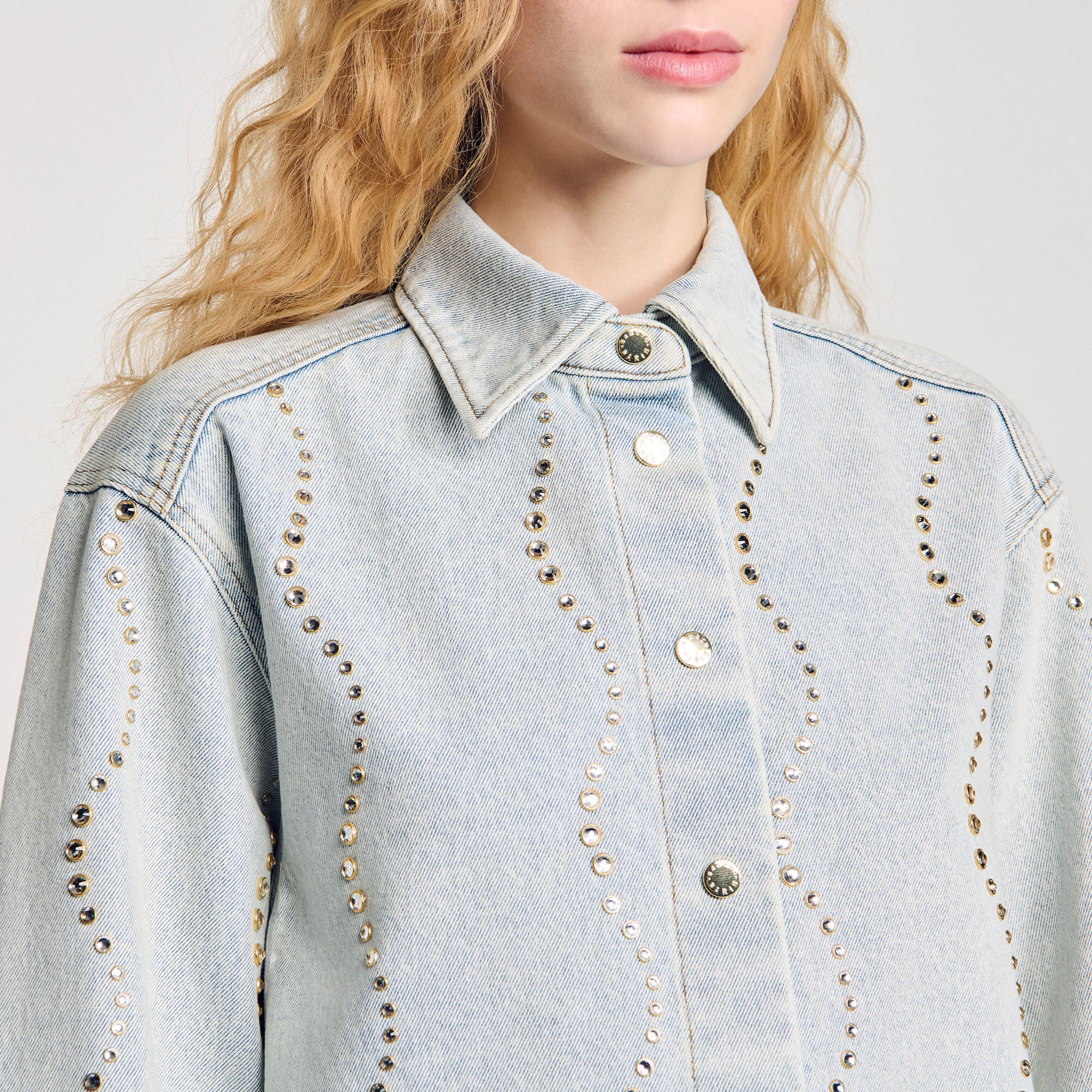 Light Bu Jean Denim shirt with rhinestones