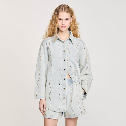 Light Bu Jean Denim shirt with rhinestones
