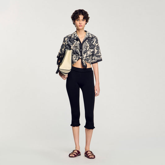 Perrine Floral Motif Shirt Ecru / Black