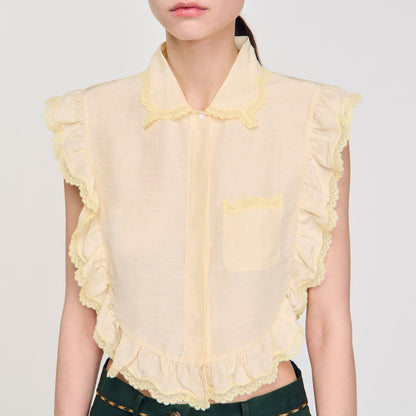 Light Yellow Shirt Collar With Lace Detail