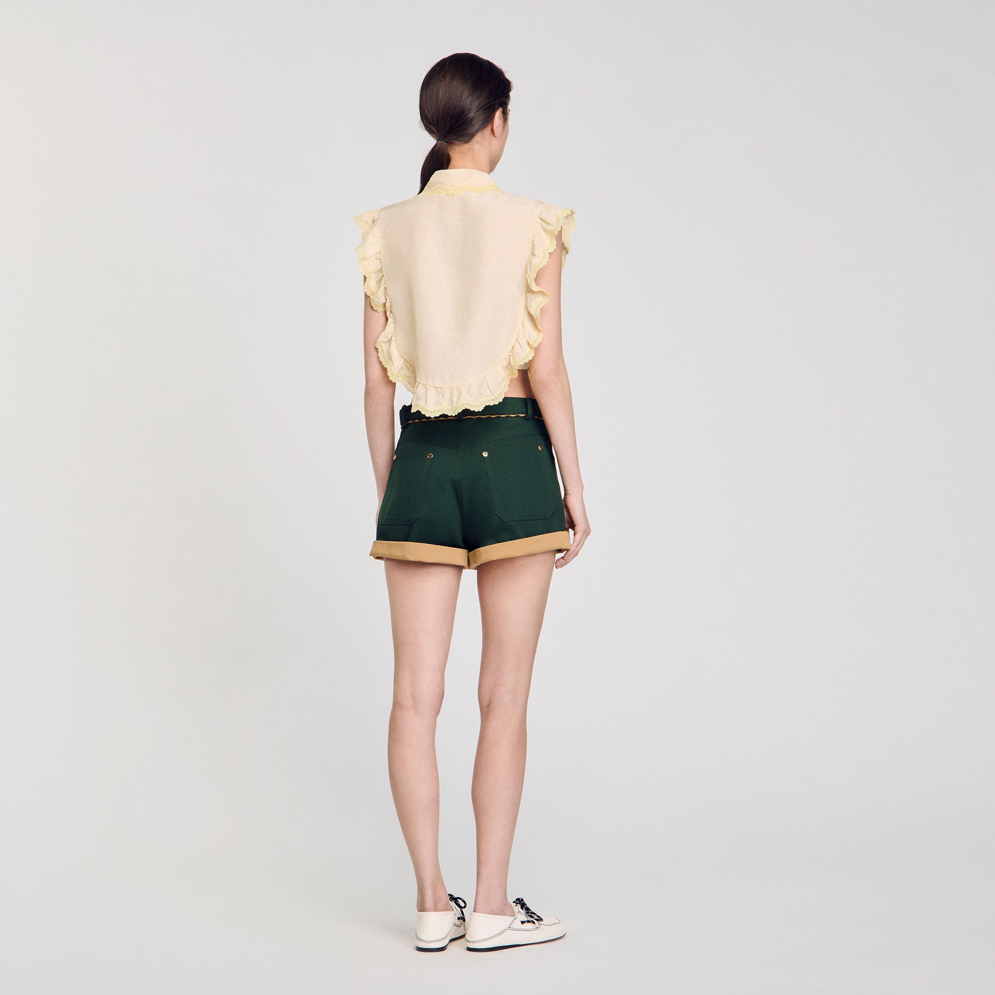 Light Yellow Shirt Collar With Lace Detail