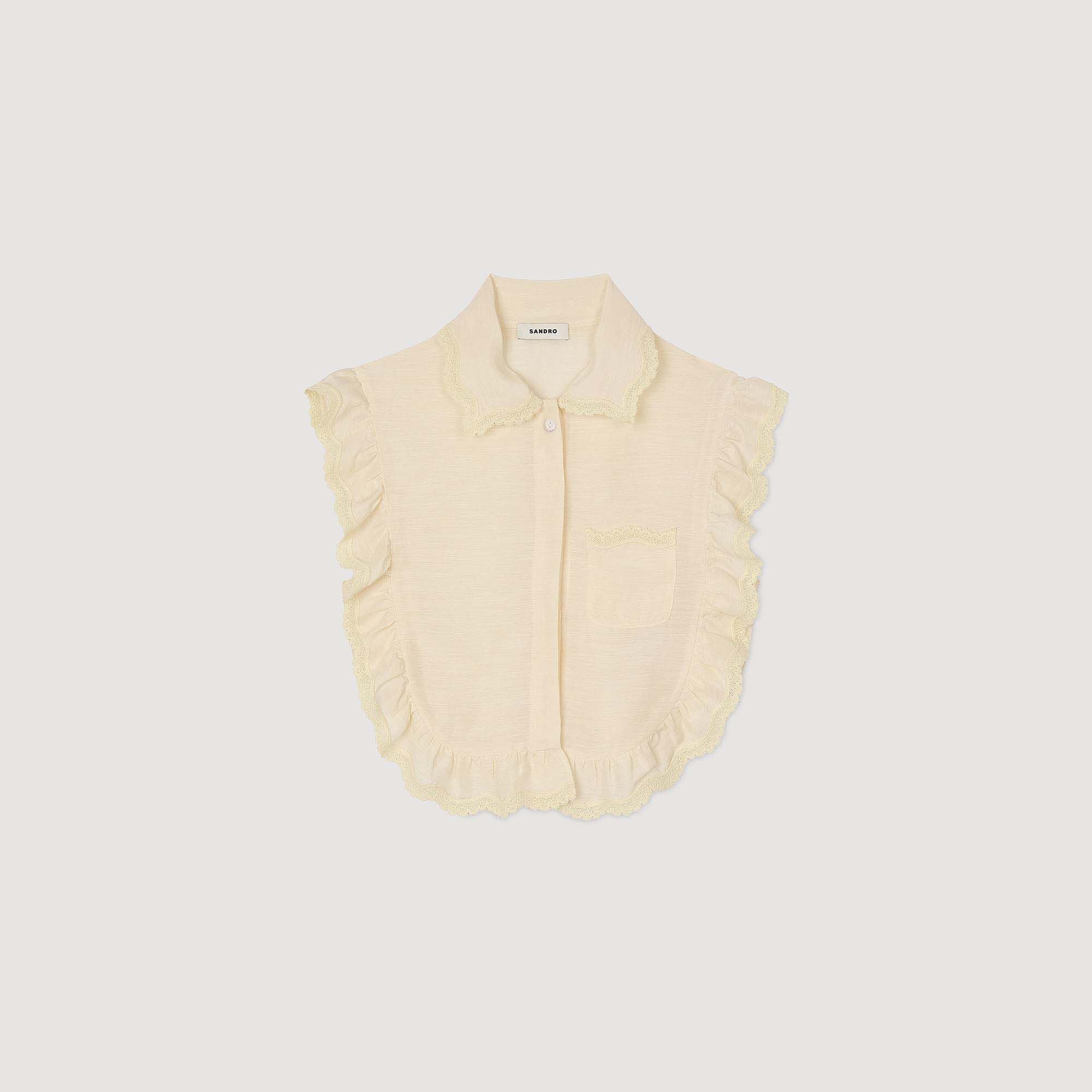 Light Yellow Shirt Collar With Lace Detail