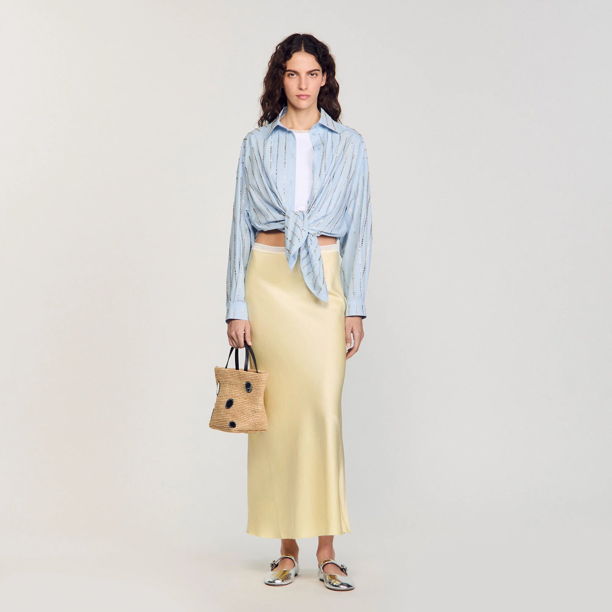 Paradise Rhinestone Shirt Sky Blue