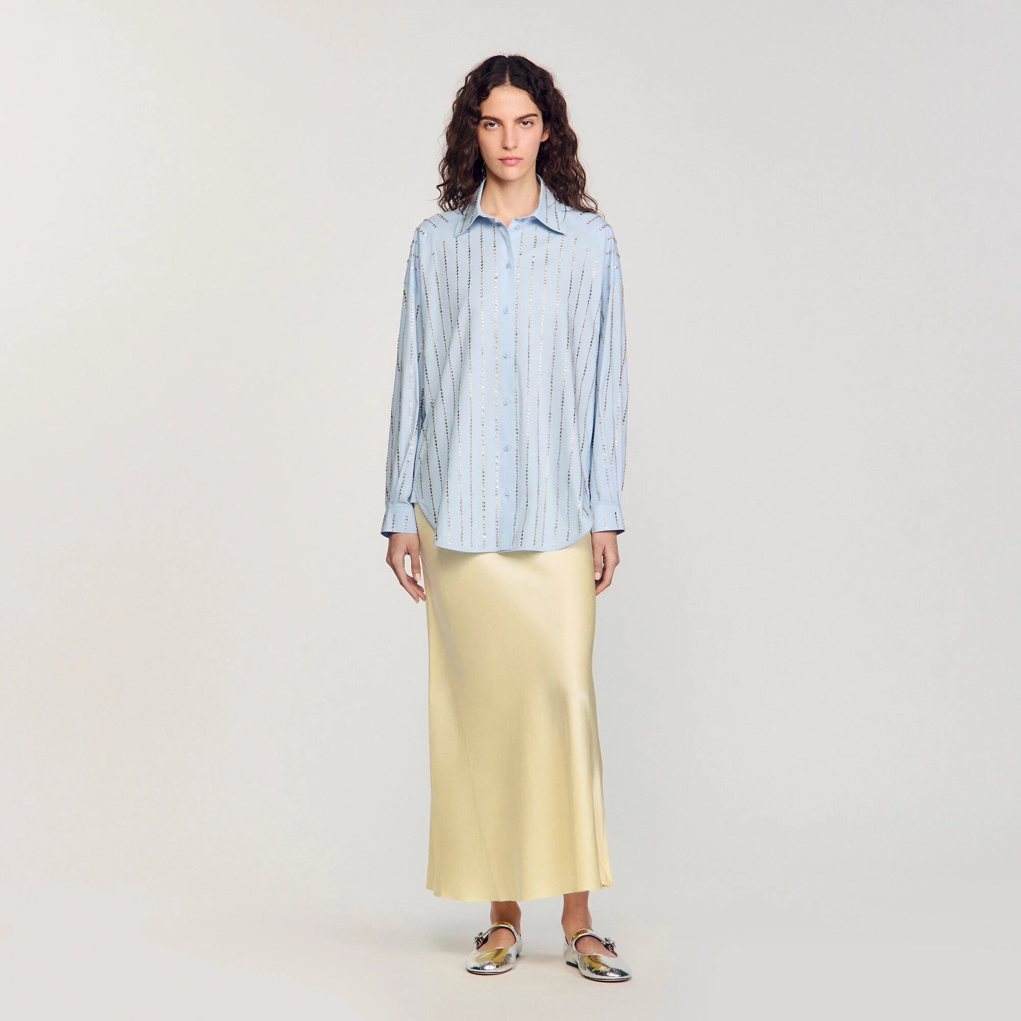 Paradise Rhinestone Shirt Sky Blue