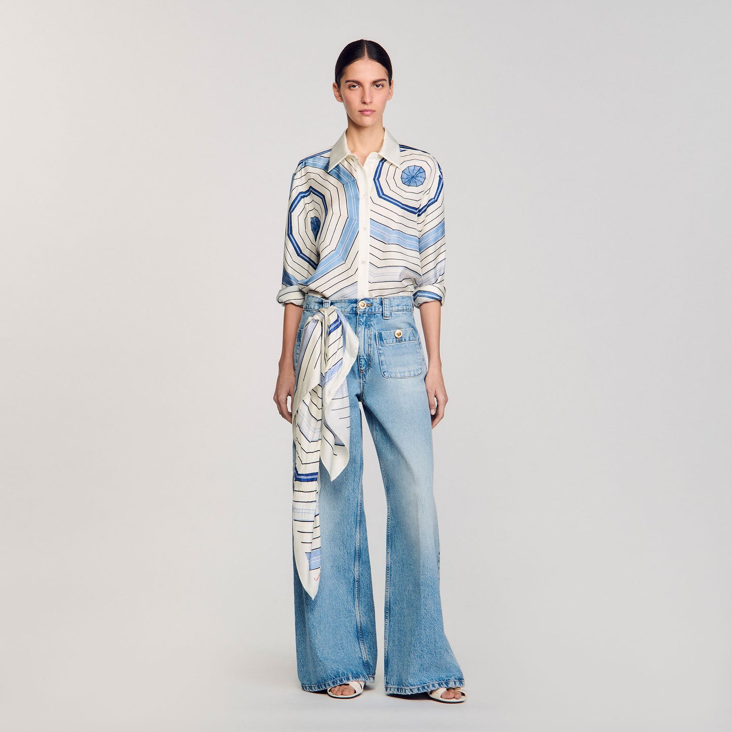 Lulu Blue Printed Shirt Sky Blue