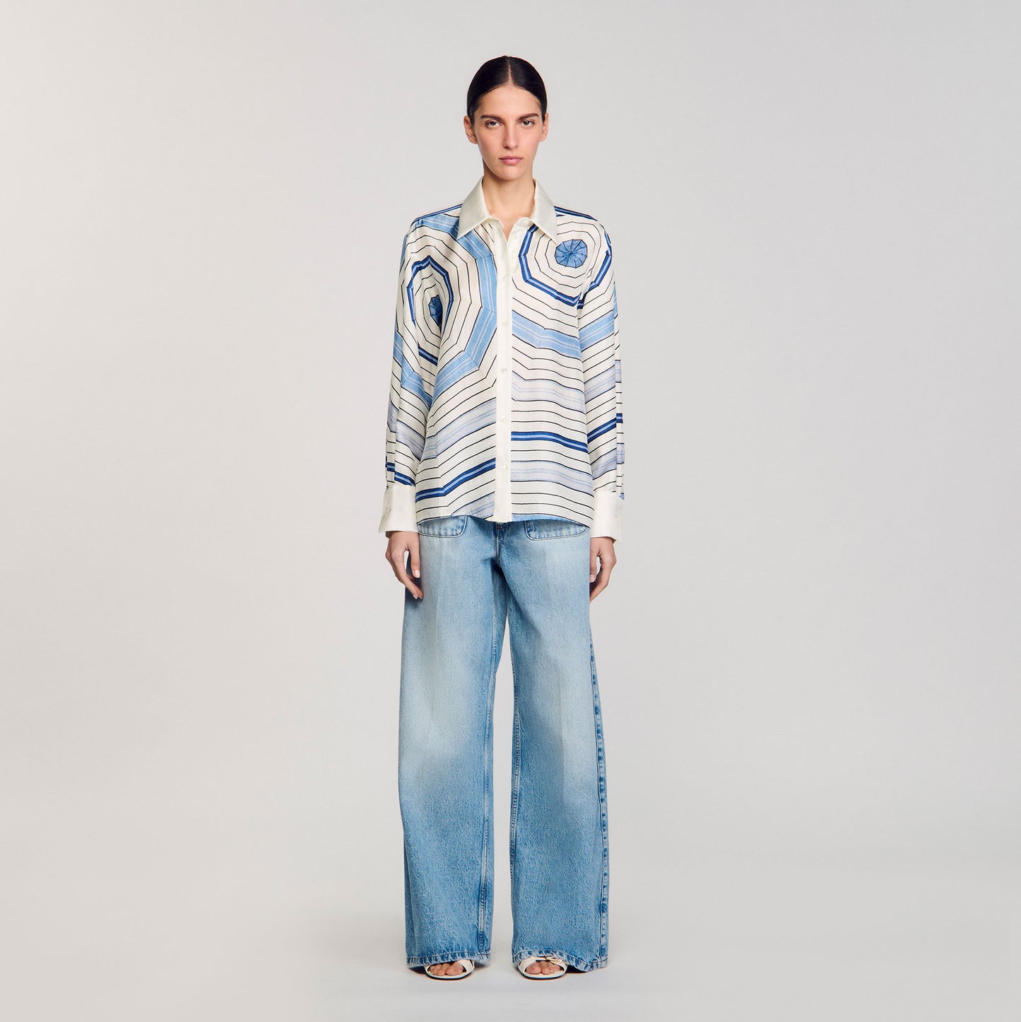Lulu Blue Printed Shirt Sky Blue