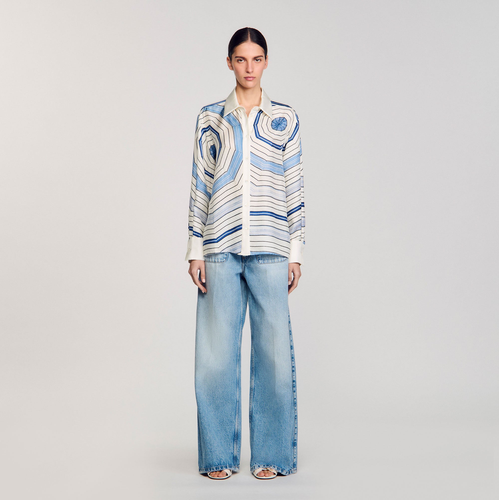 Lulu Blue Printed Shirt Sky Blue