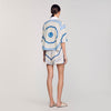 Ode Printed Crop Shirt Sky Blue