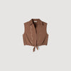 Tel Rhinestone Cropped Shirt Brown