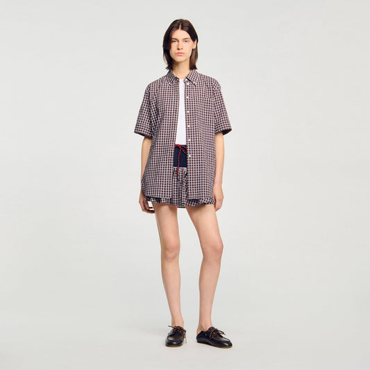 Mercy Oversized Check Shirt Brown