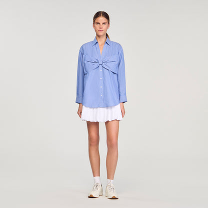 Noeline Oversized Bow Shirt Blu / White