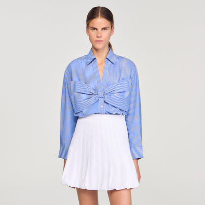 Noeline Oversized Bow Shirt Blu / White