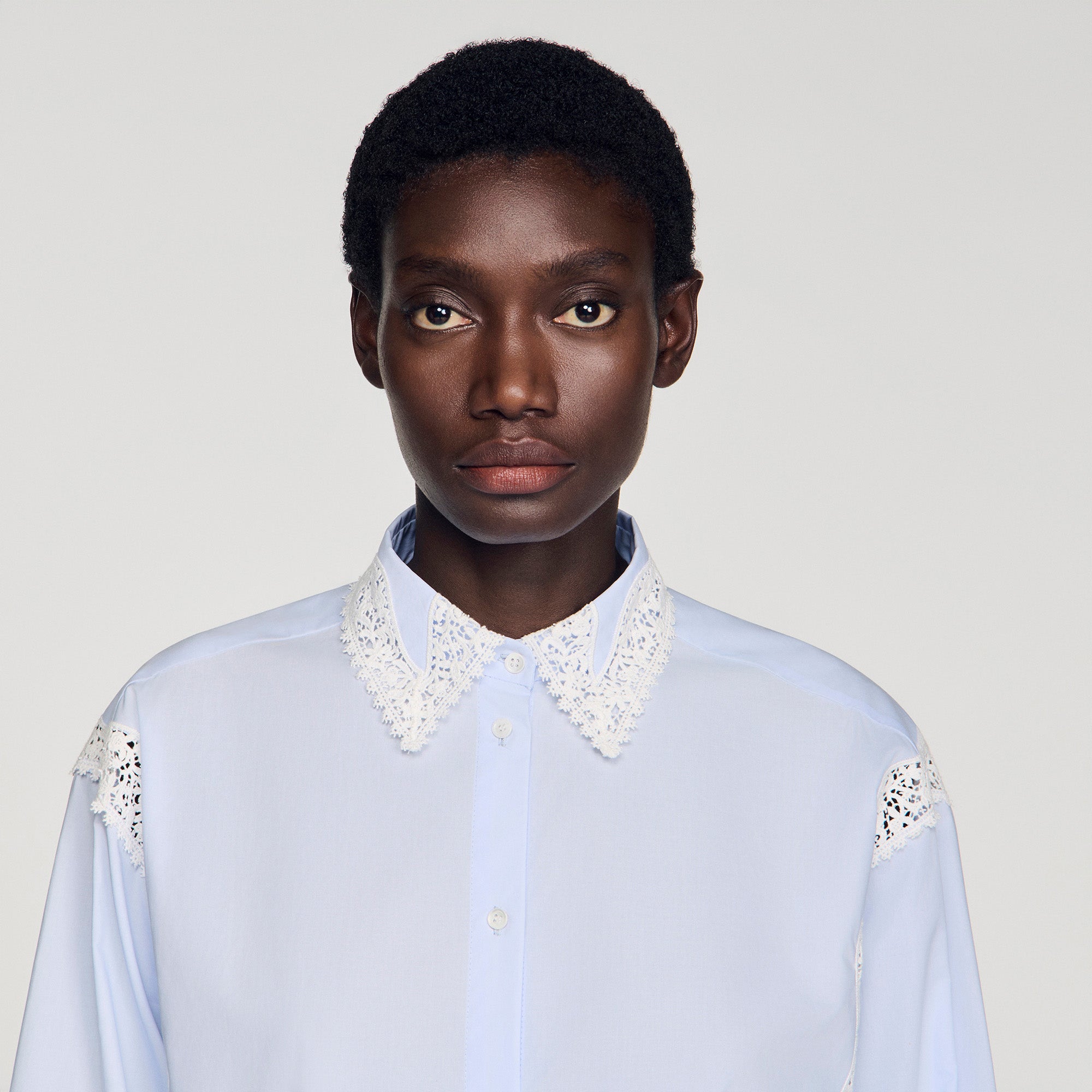 Gaia Lace Detail Shirt SKY BLUE