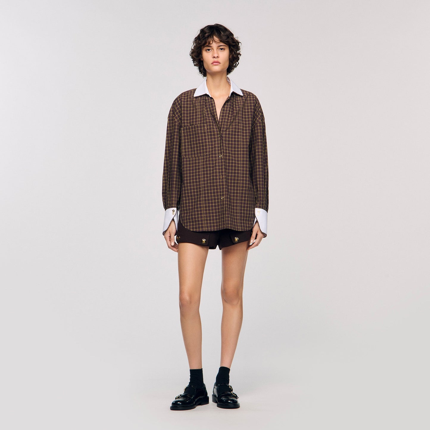 Valea Two-Tone Check Shirt Burgundy / Brown