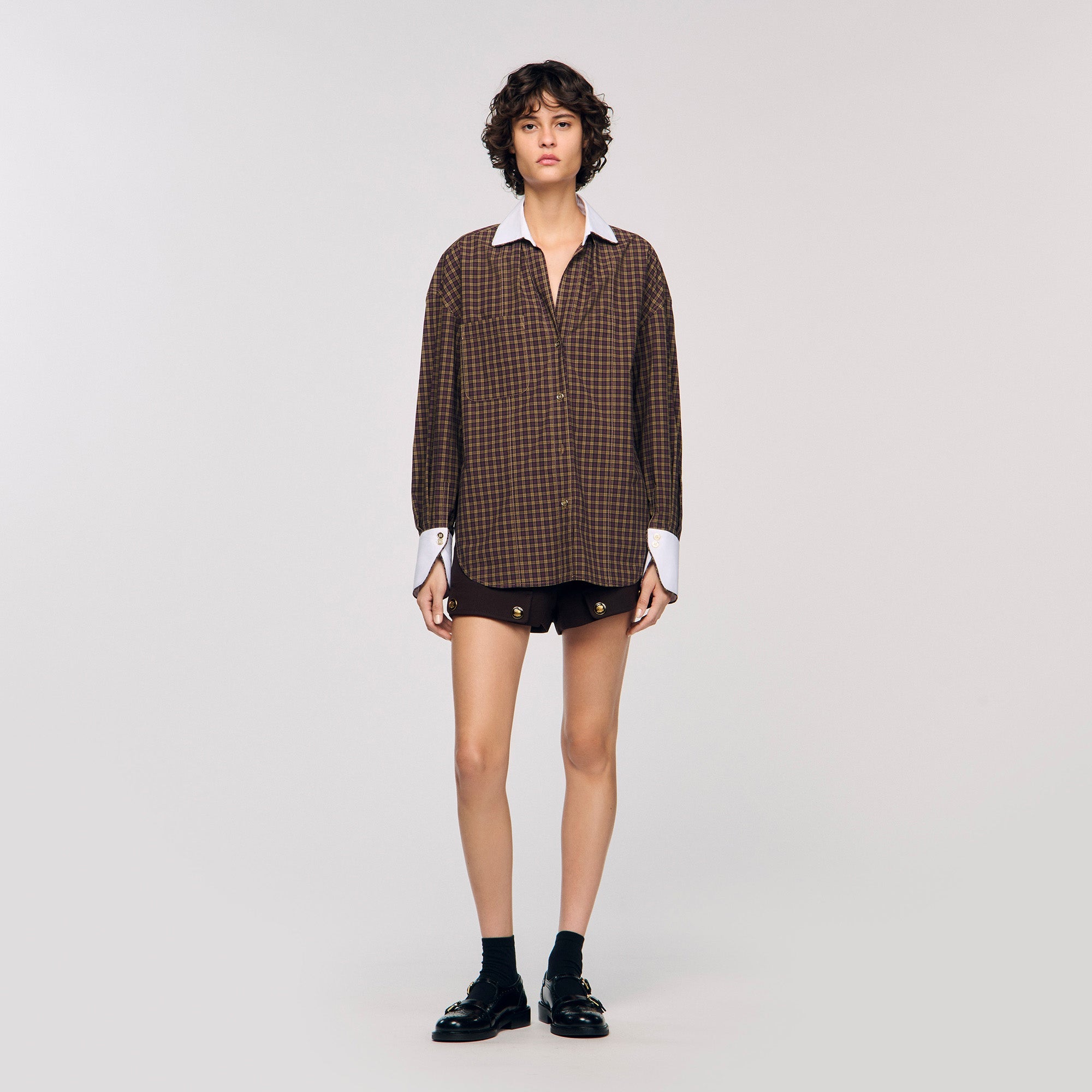Valea Two-Tone Check Shirt Burgundy / Brown