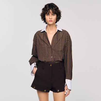 Valea Two-Tone Check Shirt Burgundy / Brown