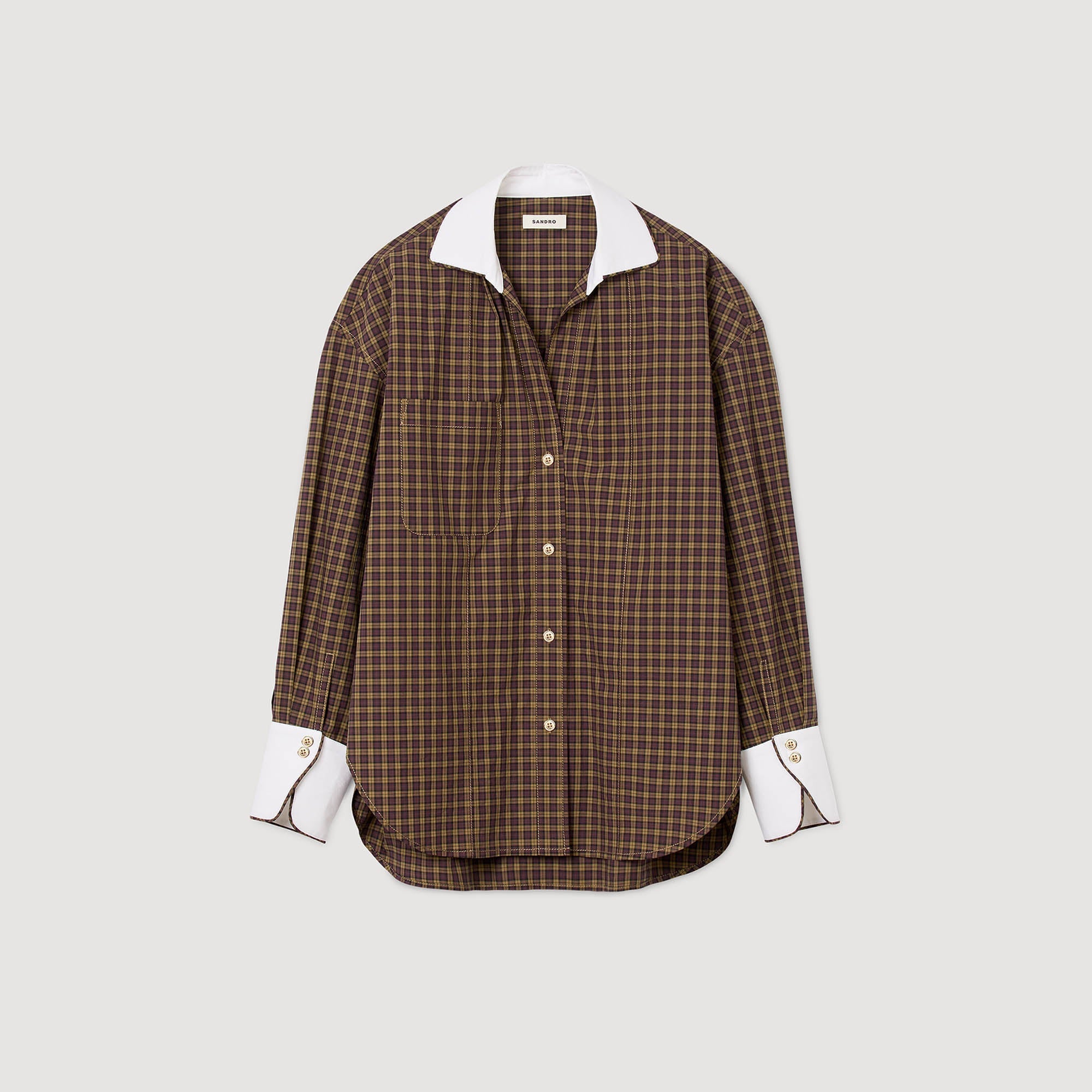 Valea Two-Tone Check Shirt Burgundy / Brown
