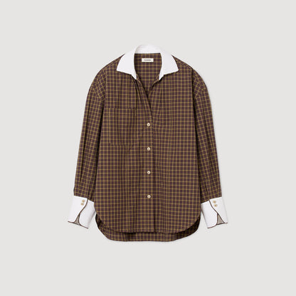 Valea Two-Tone Check Shirt Burgundy / Brown