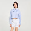 Brenda Bow Collar Shirt Ciel / Blanc