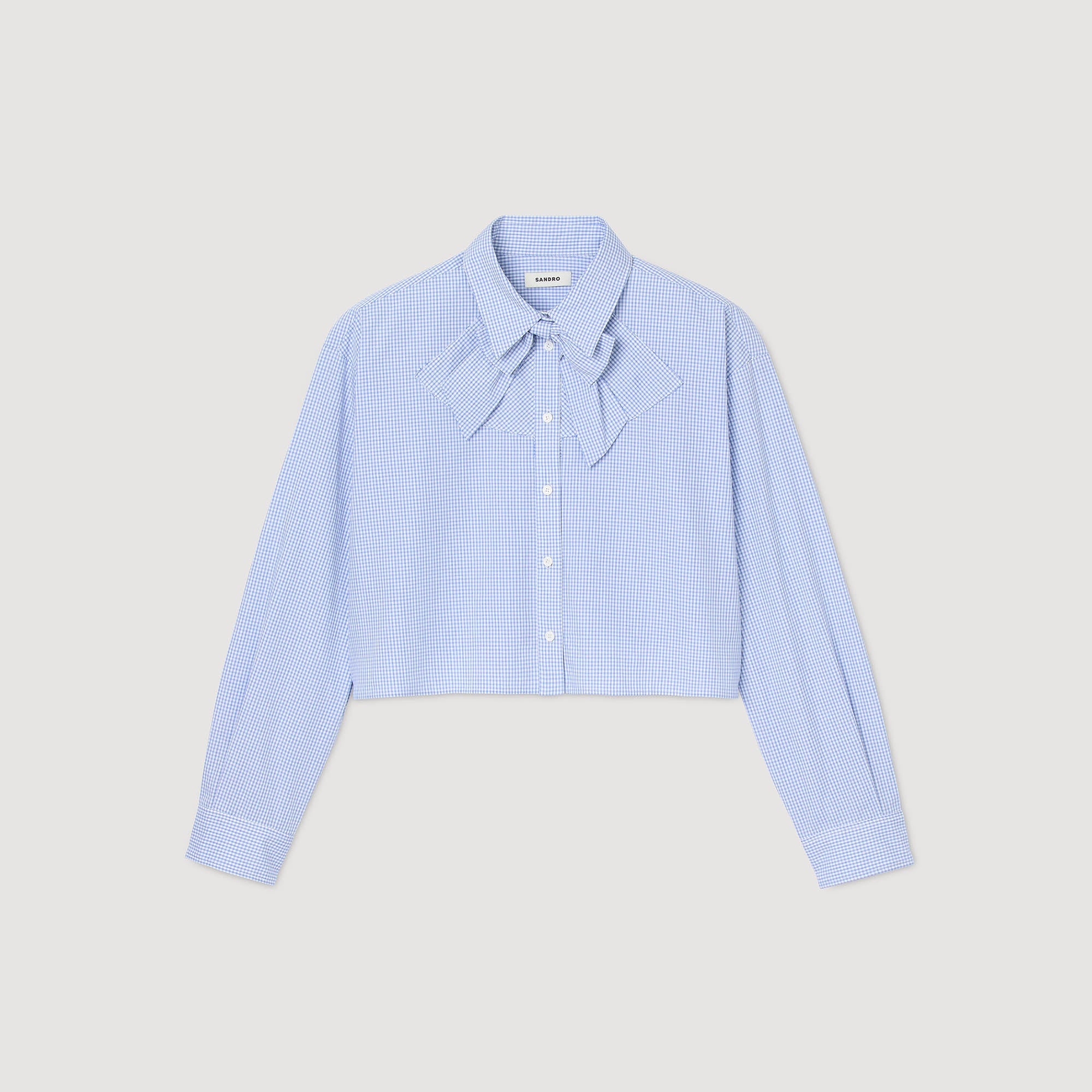 Brenda Bow Collar Shirt Ciel / Blanc