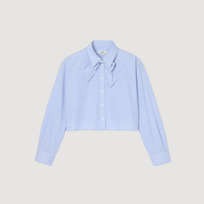 Brenda Bow Collar Shirt Ciel / Blanc