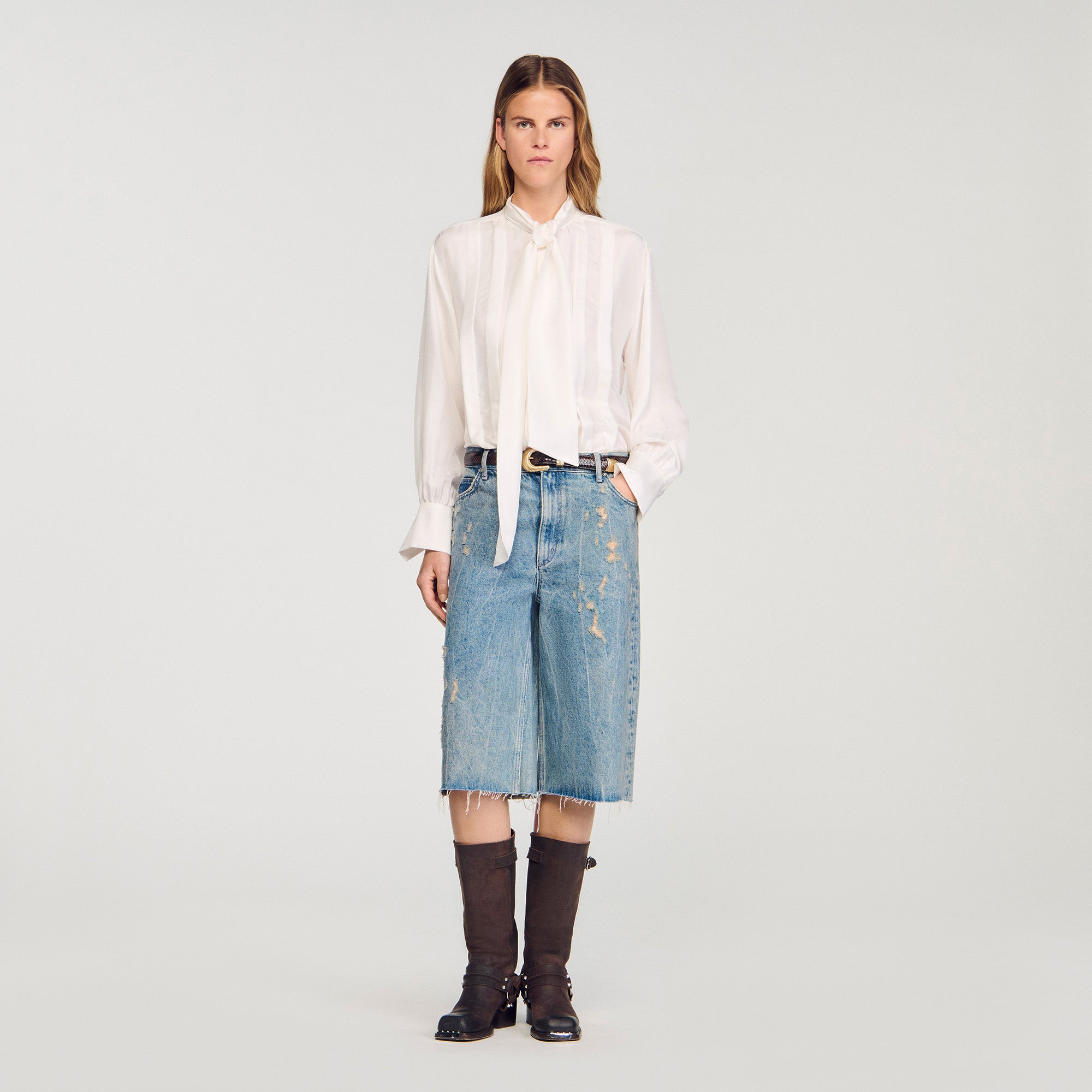 Ambra Silk Lavallière Shirt Ecru