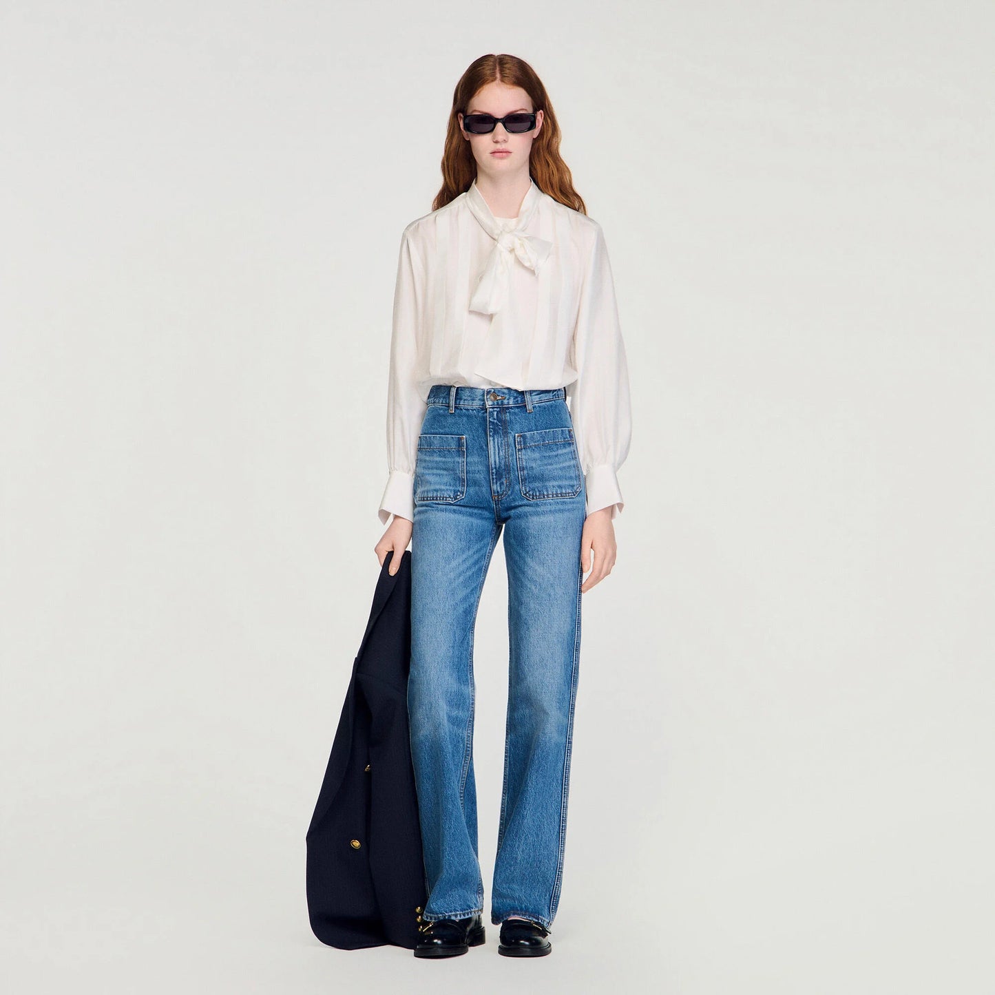 Ambra Silk Lavallière Shirt Ecru