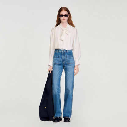 Ambra Silk Lavallière Shirt Ecru
