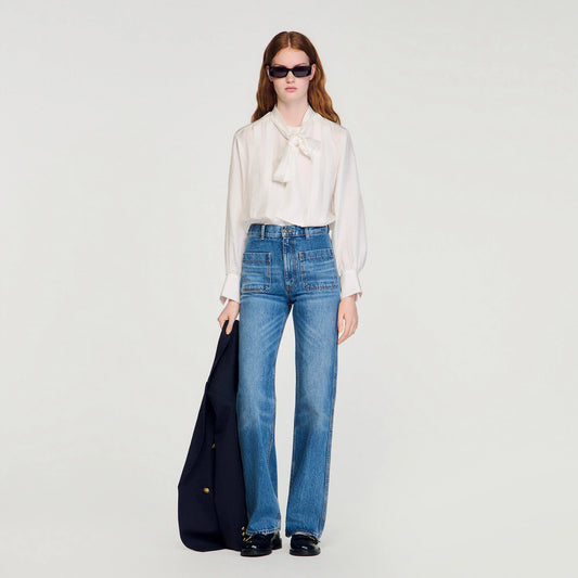 Ambra Silk Lavallière Shirt Ecru
