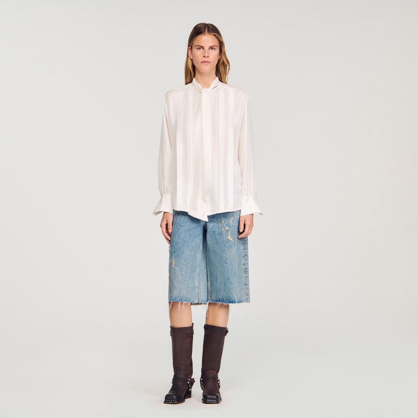 Ambra Silk Lavallière Shirt Ecru