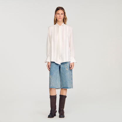 Ambra Silk Lavallière Shirt Ecru