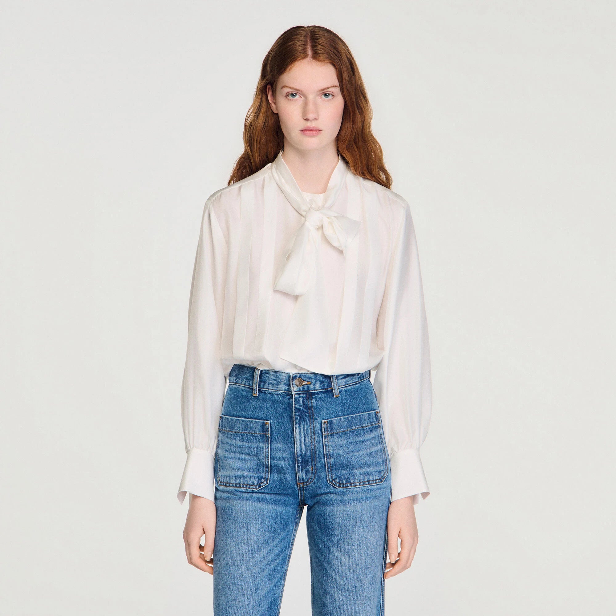 Ambra Silk Lavallière Shirt Ecru