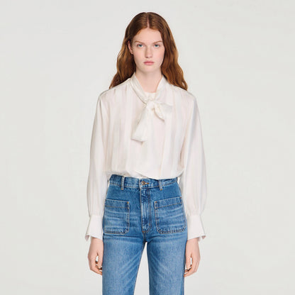 Ambra Silk Lavallière Shirt Ecru